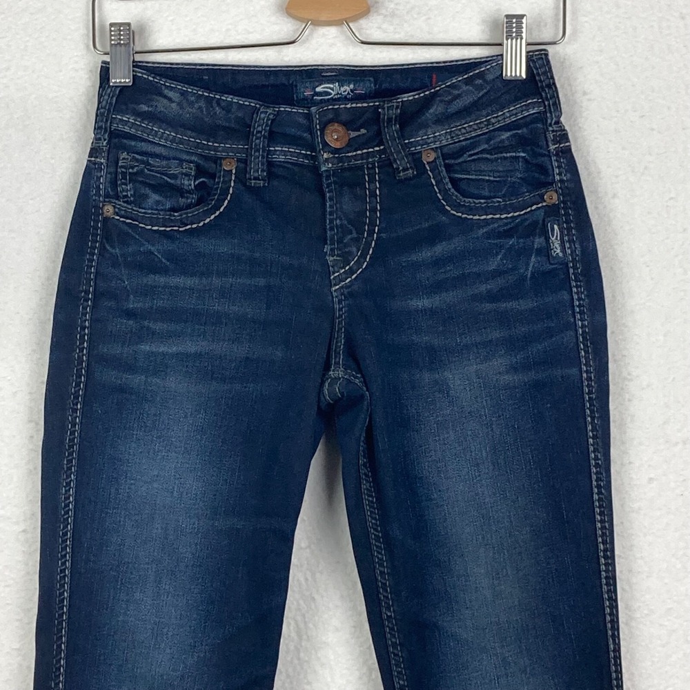 Silver Jeans Denimotion Suki Mid Slim Boot Dark Wash Blue Jeans Size W25/L31 - Picture 2 of 15